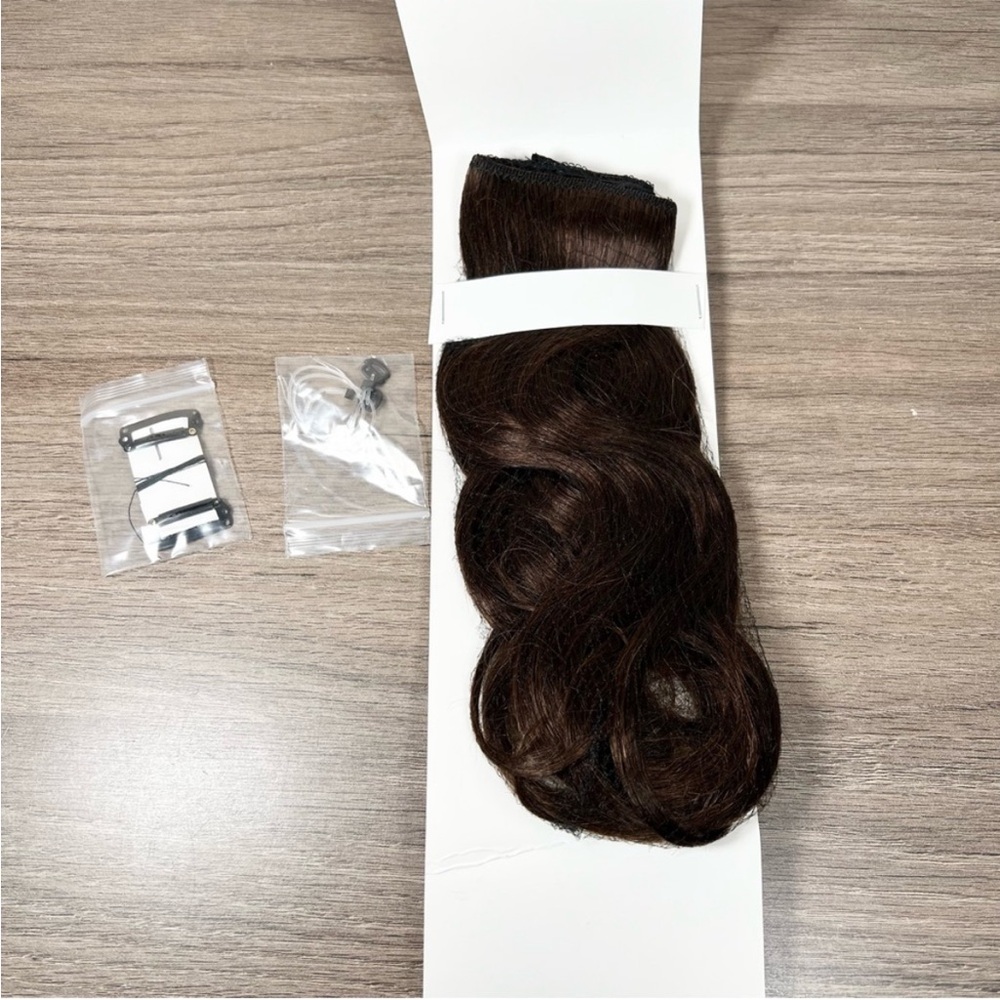Medium Brown Human Hair Hidden Halo 11 Inch Wavy Hair Extensions - Picture 14 of 15